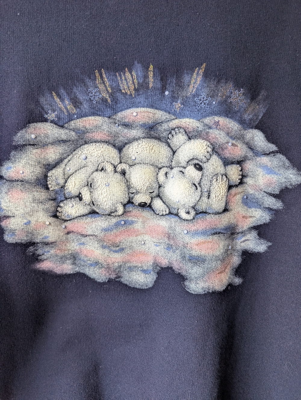 Vintage Northern Reflections Navy Polar Bear Family Sweatshirt Size Medium - Picture 7 of 8